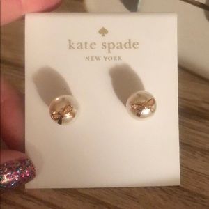 Kate Spade Pearl Earrings with Gold Bow